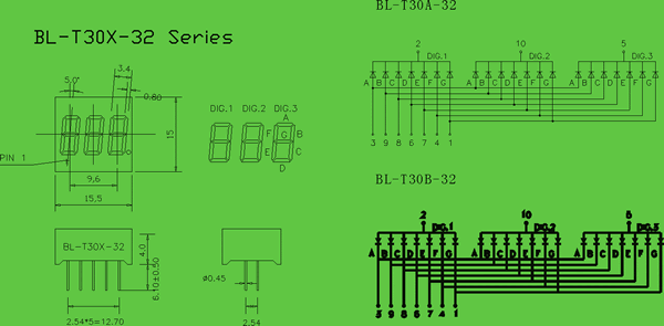 0.3 inch single digit display circuit and dimension LED display 0.3 inch | number indicator Package diagram